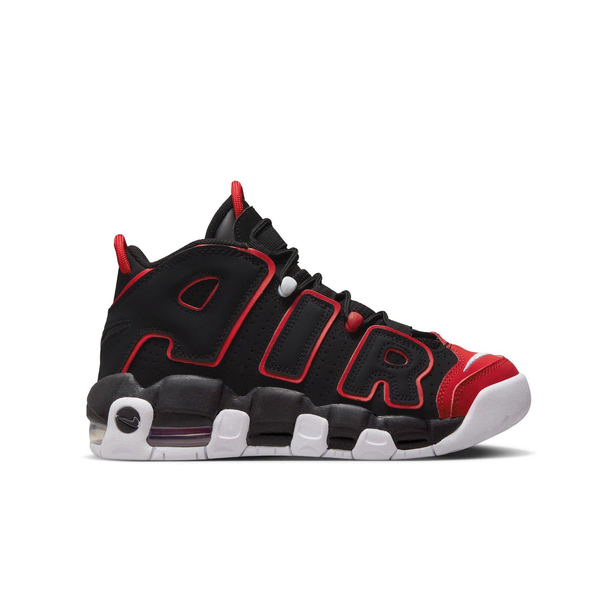 Nike Air More Uptempo "Black/White/University Red" Grade School Boys' Shoe - BLACK/RED
